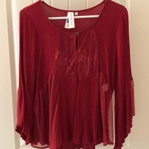 Society girl red top juniors sz large pretty